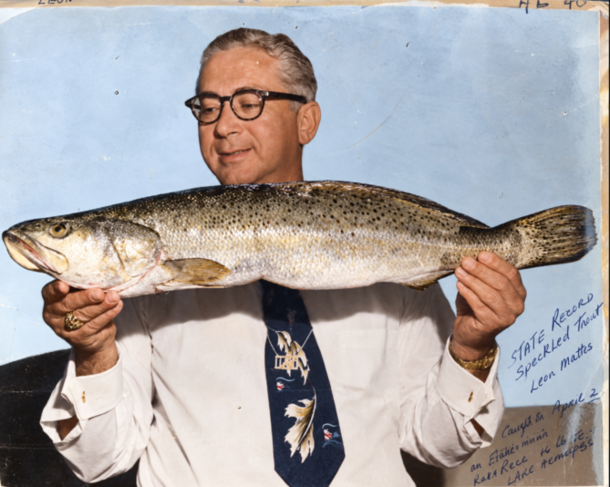 Leon Mattes state record speckled trout colorized