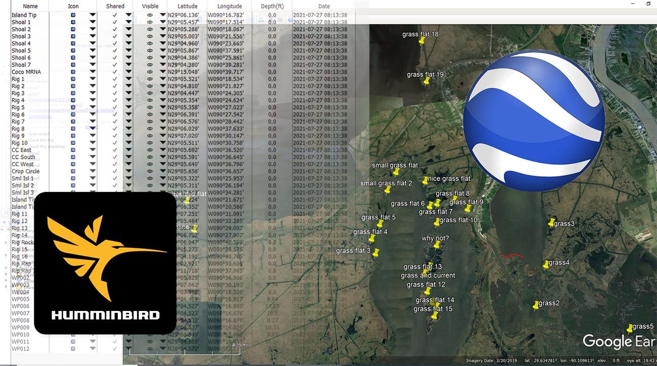 How to Transfer GPS Data From Google Earth to Humminbird Helix